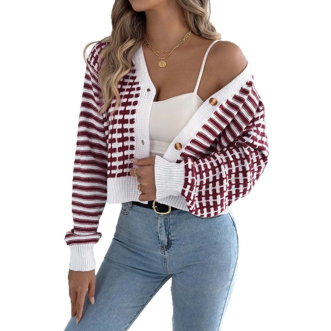 Striped Lantern Long Sleeve Sweater