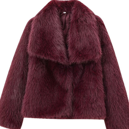 French Lapel Fur Plush Coat