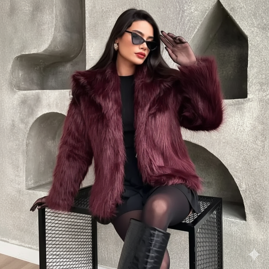 French Lapel Fur Plush Coat