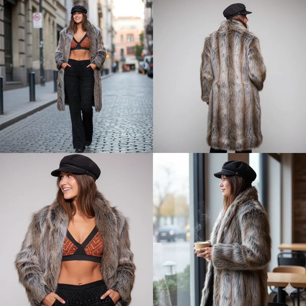 Foxora™ – Long Fox Fur Coat