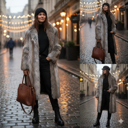 Foxora™ – Long Fox Fur Coat