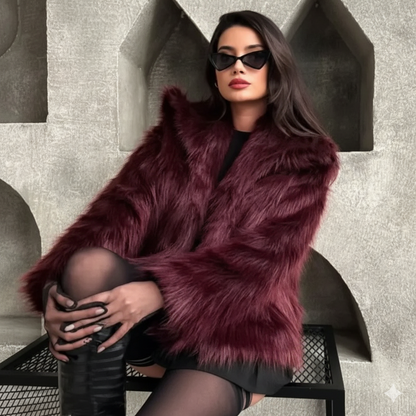 French Lapel Fur Plush Coat