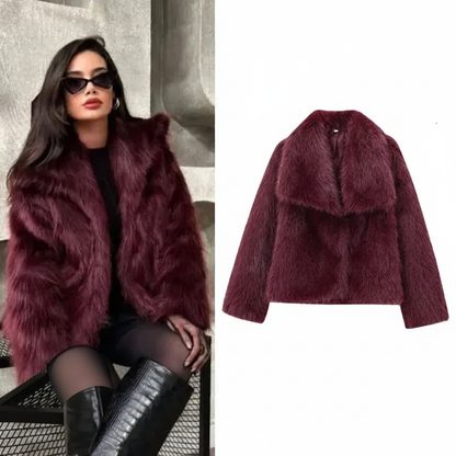 French Lapel Fur Plush Coat