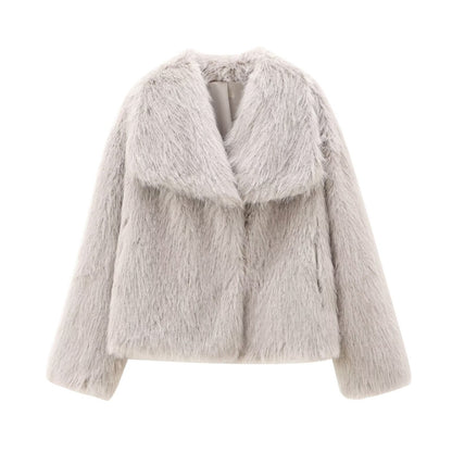 French Lapel Fur Plush Coat