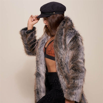 Foxora™ – Long Fox Fur Coat