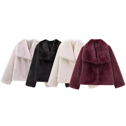 French Lapel Fur Plush Coat